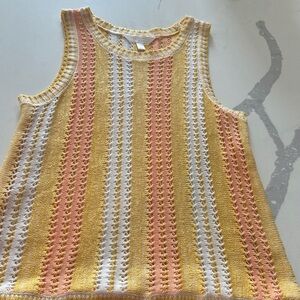 LC Lauren Conrad Yellow and Pink Knit Top